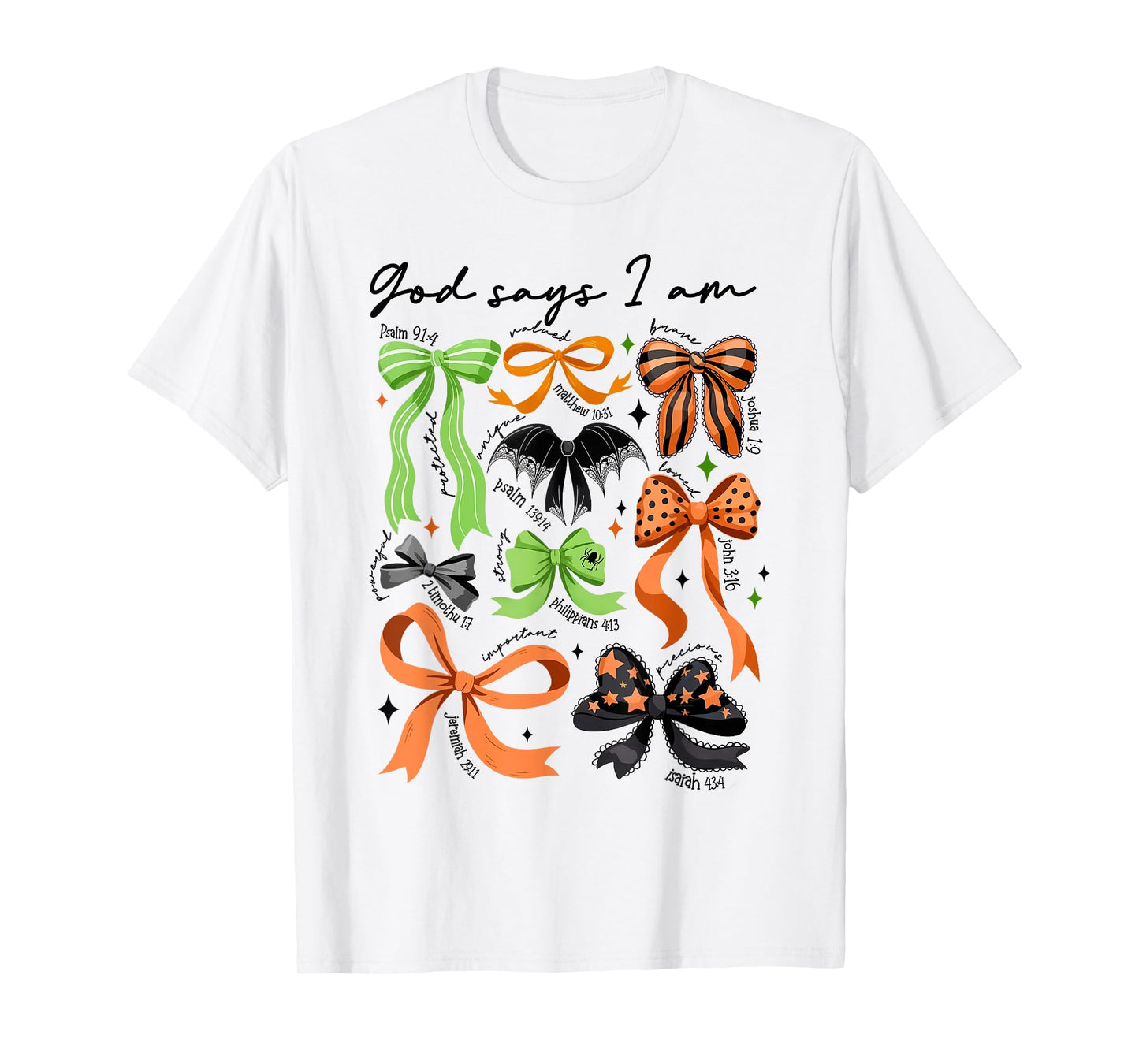 God Says I Am Retro Coquette Bow Halloween Christian Verse T-Shirt