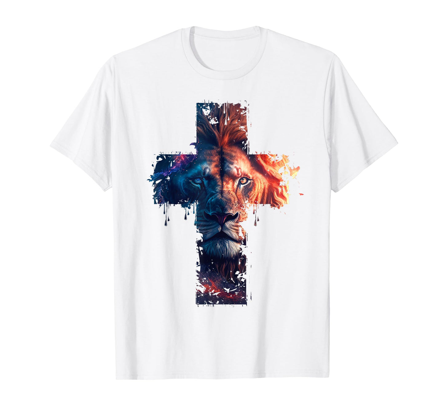 Lion of Judah Cross of Jesus Christ Christian Faith Graphic T-Shirt