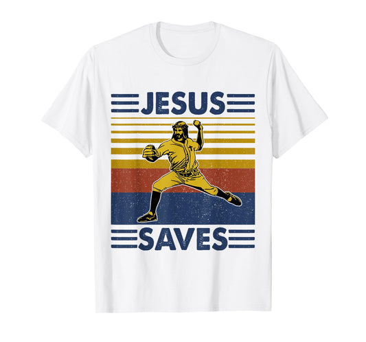 Jesus Save Funny Jesus Playing Baseball T-Shirt