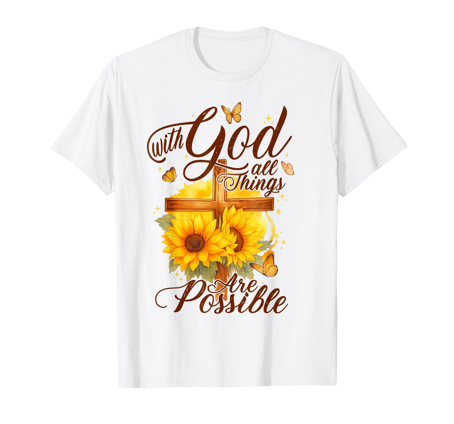 with God All Things are Possible Lamb Cross Bible Verse T-Shirt