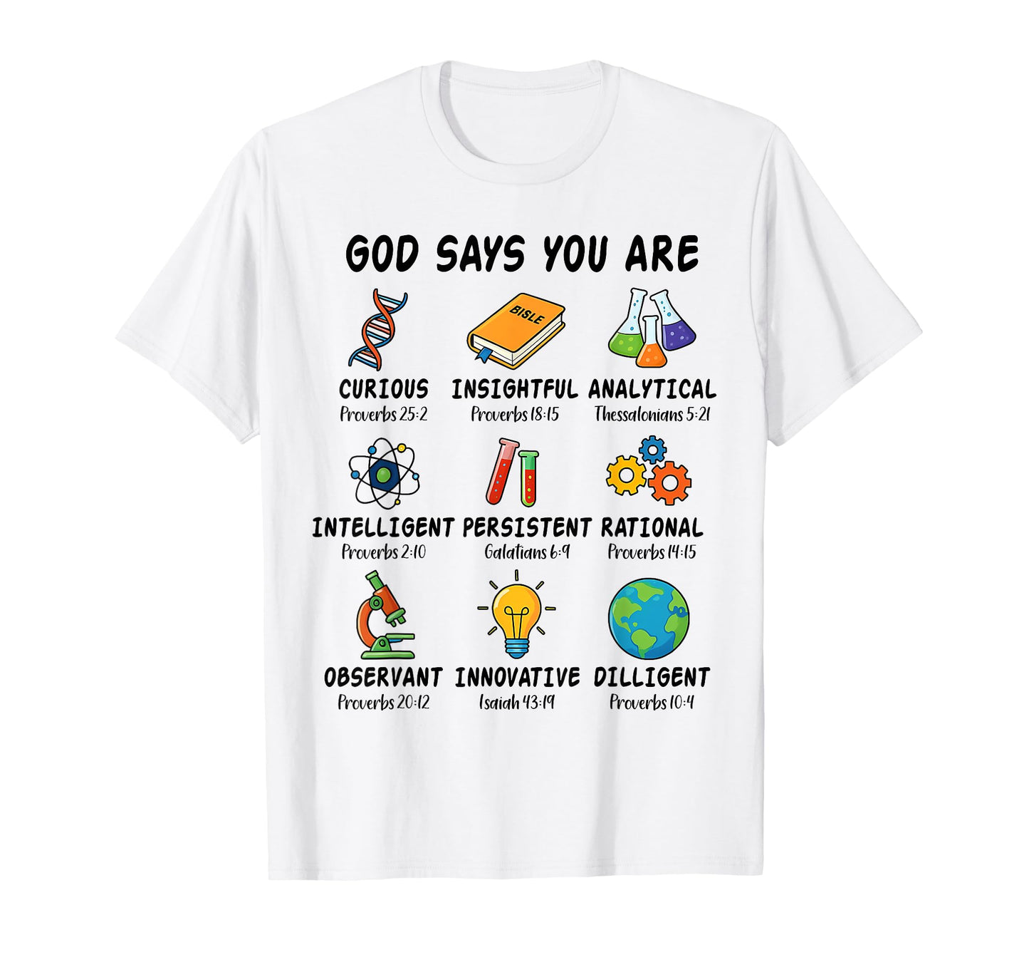 God Says I Am Science Biology Teacher Bible Verse T-Shirt