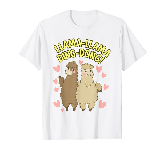 Llama-Llama Ding-Dong – Cute Llama Pair with Funny Love Vibe T-Shirt