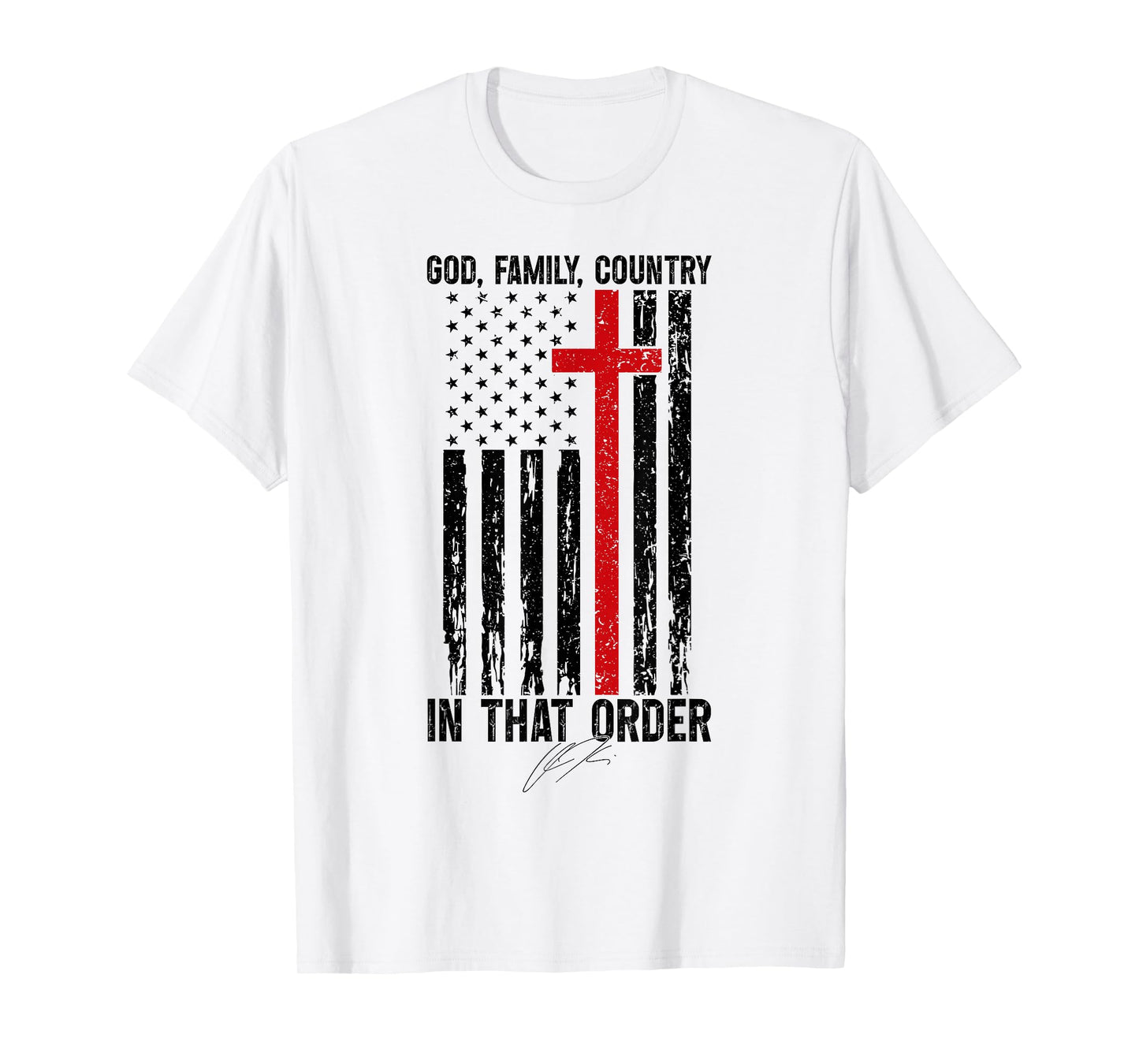 God Family Country - in That Order Vintage US Flag Supporter T-Shirt