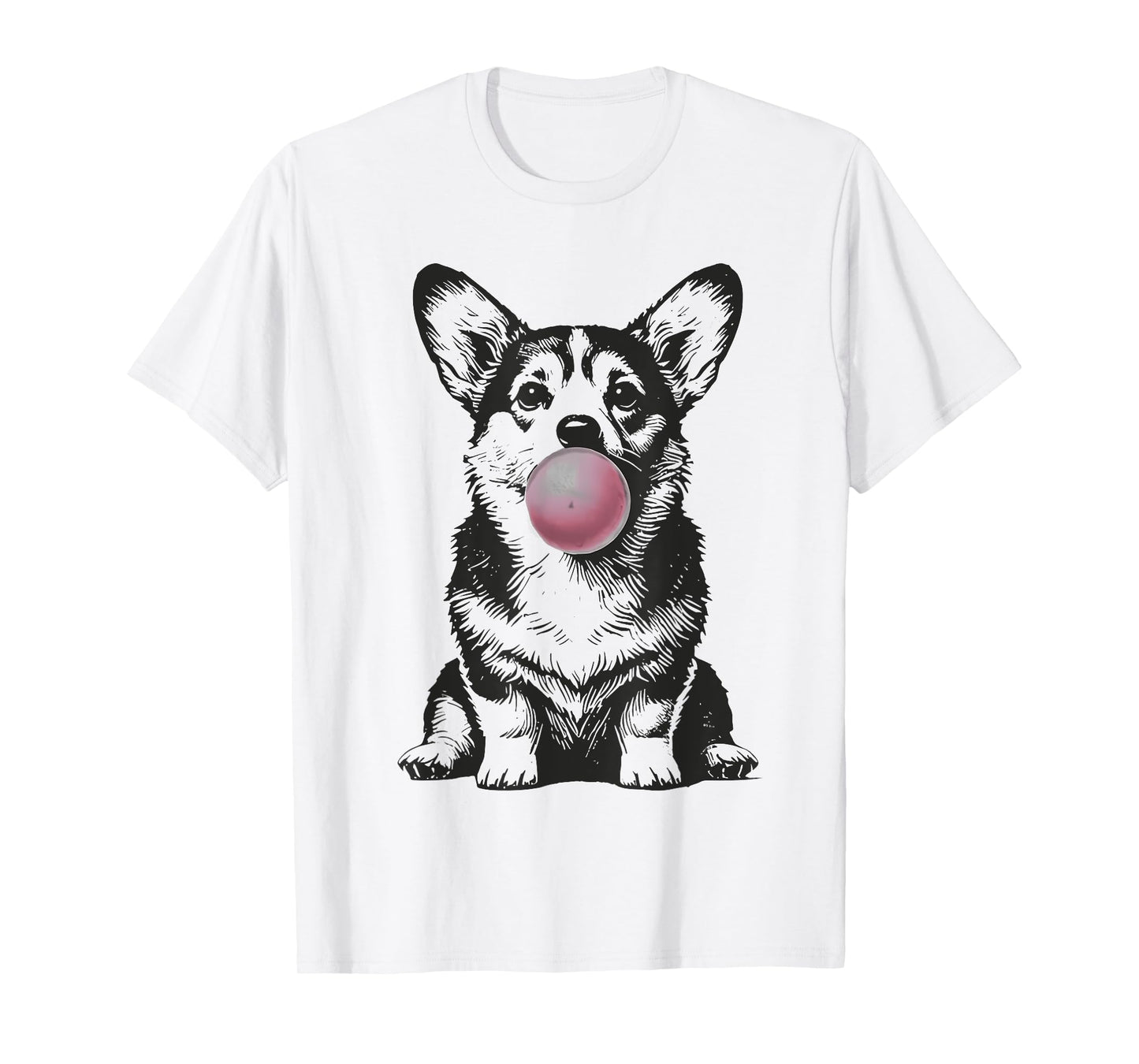 Corgi Blowing Bubble Gum Funny Dog Cartoon Meme T-Shirt