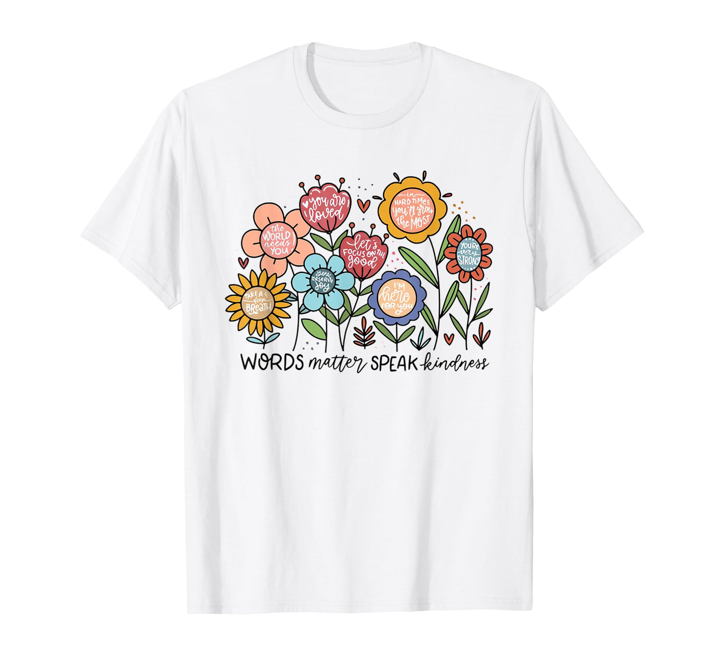 Words Matter Speak Kindness Boho Floral Sped Teacher T-Shirt