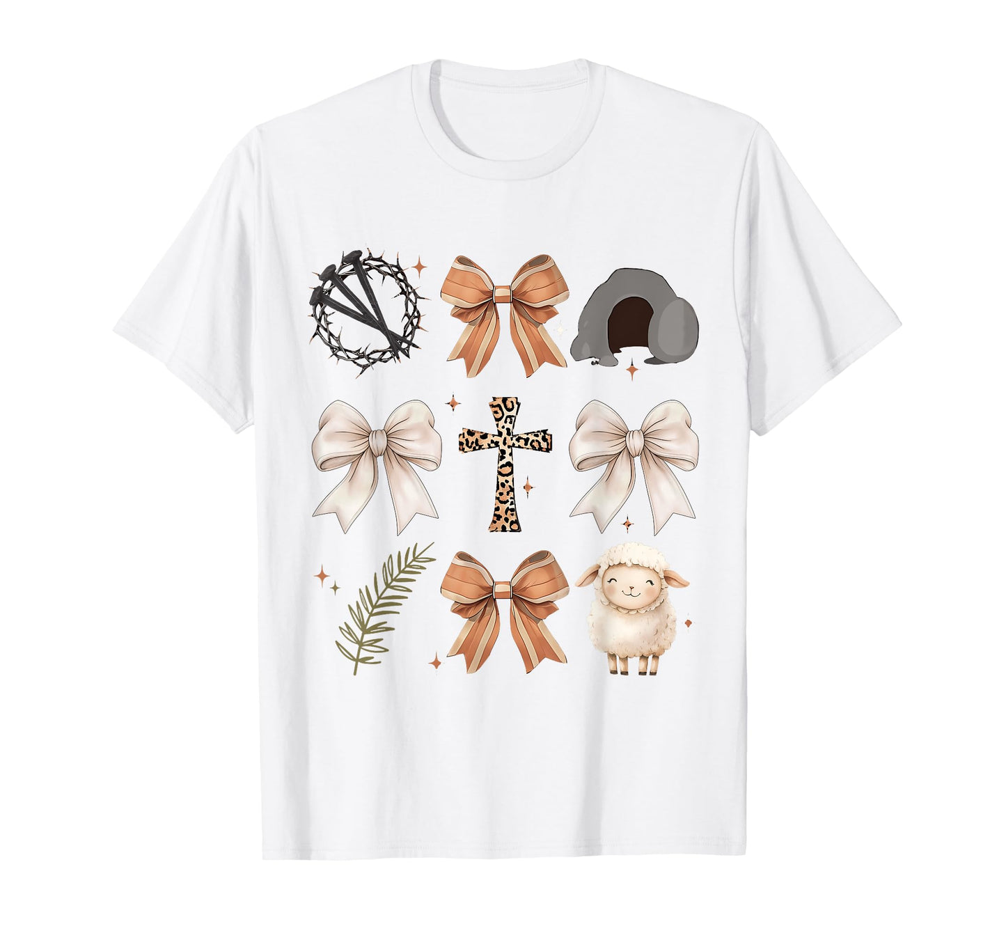 Christian Easter He Is Risen Cross Faith Coquette Bow Women T-Shirt