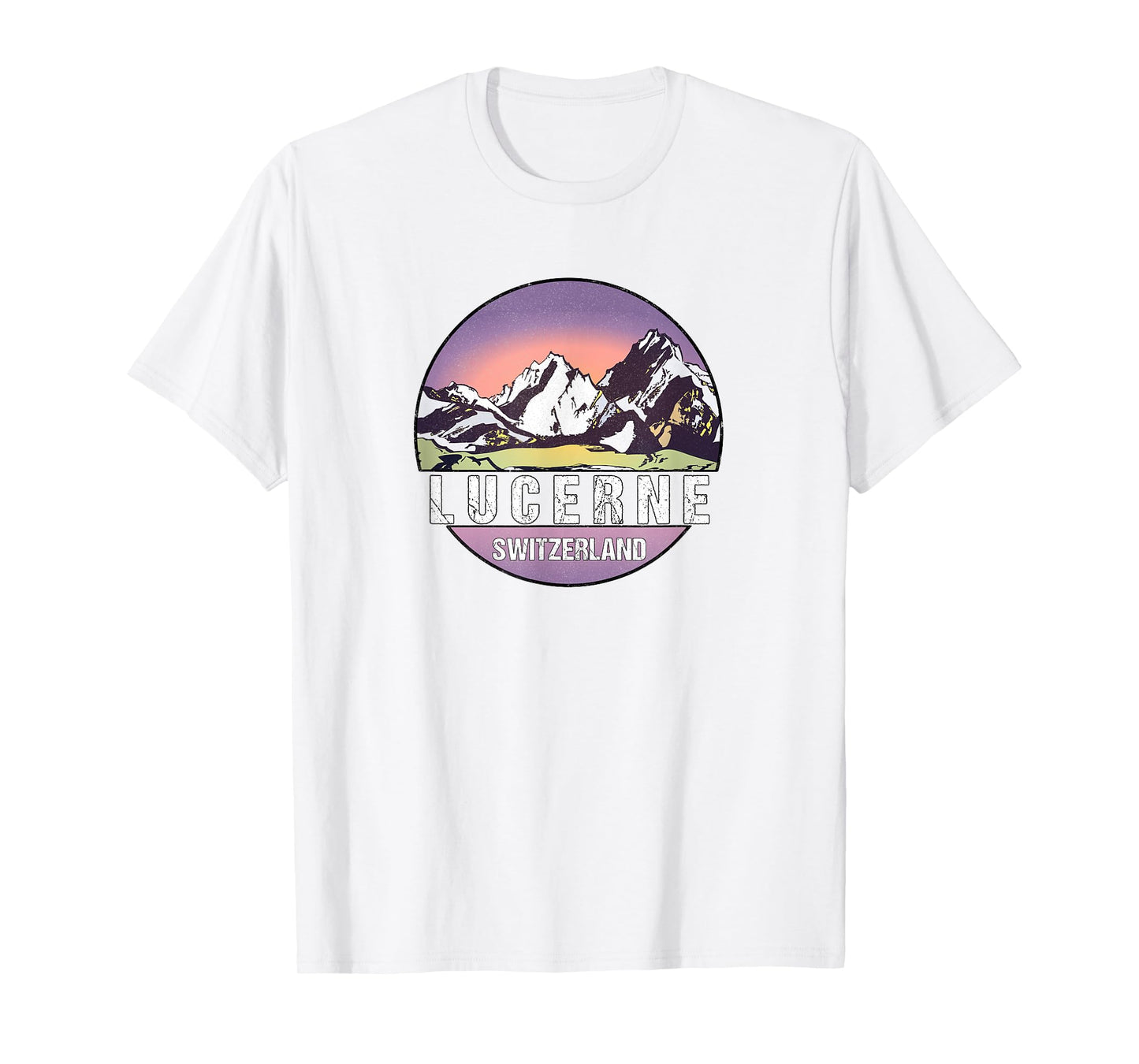 Retro Vintage Lucerne, Switzerland Distressed T-Shirt