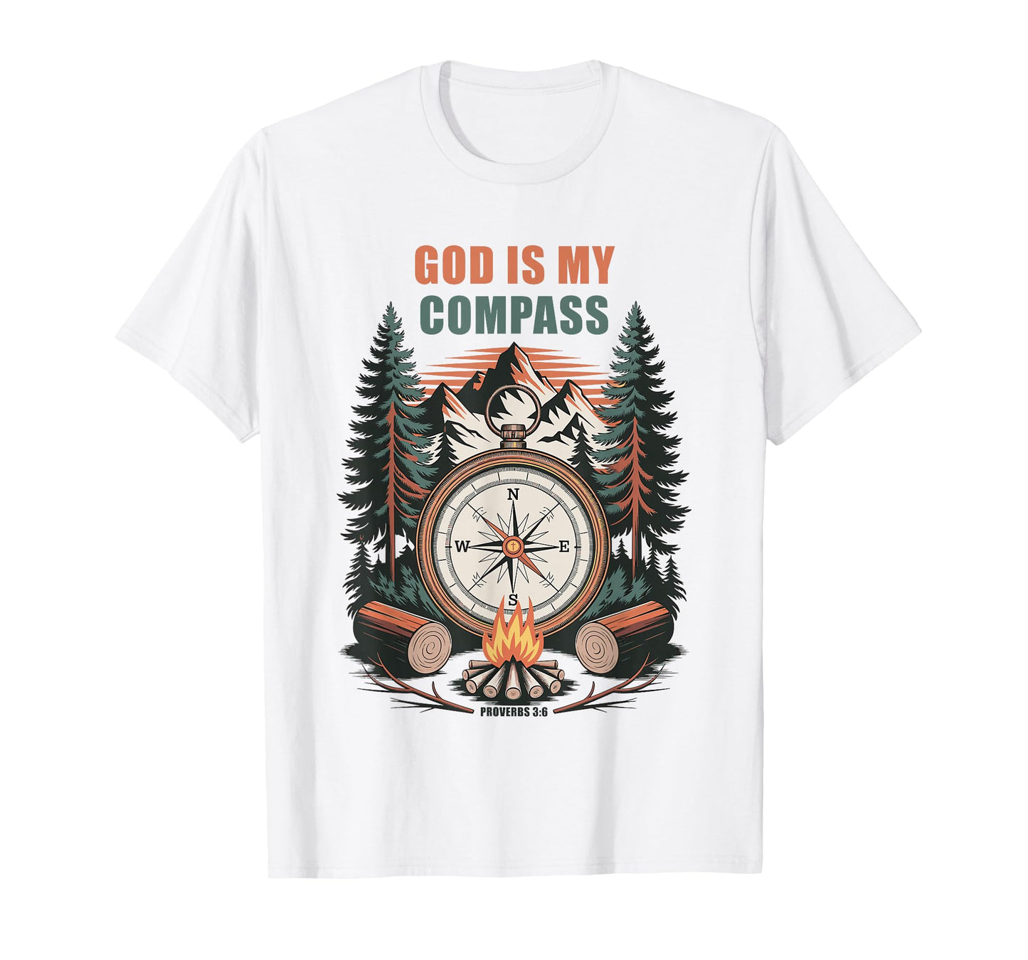 GOD is My Compass – Proverbs 3:6 Christian Faith Camping T-Shirt