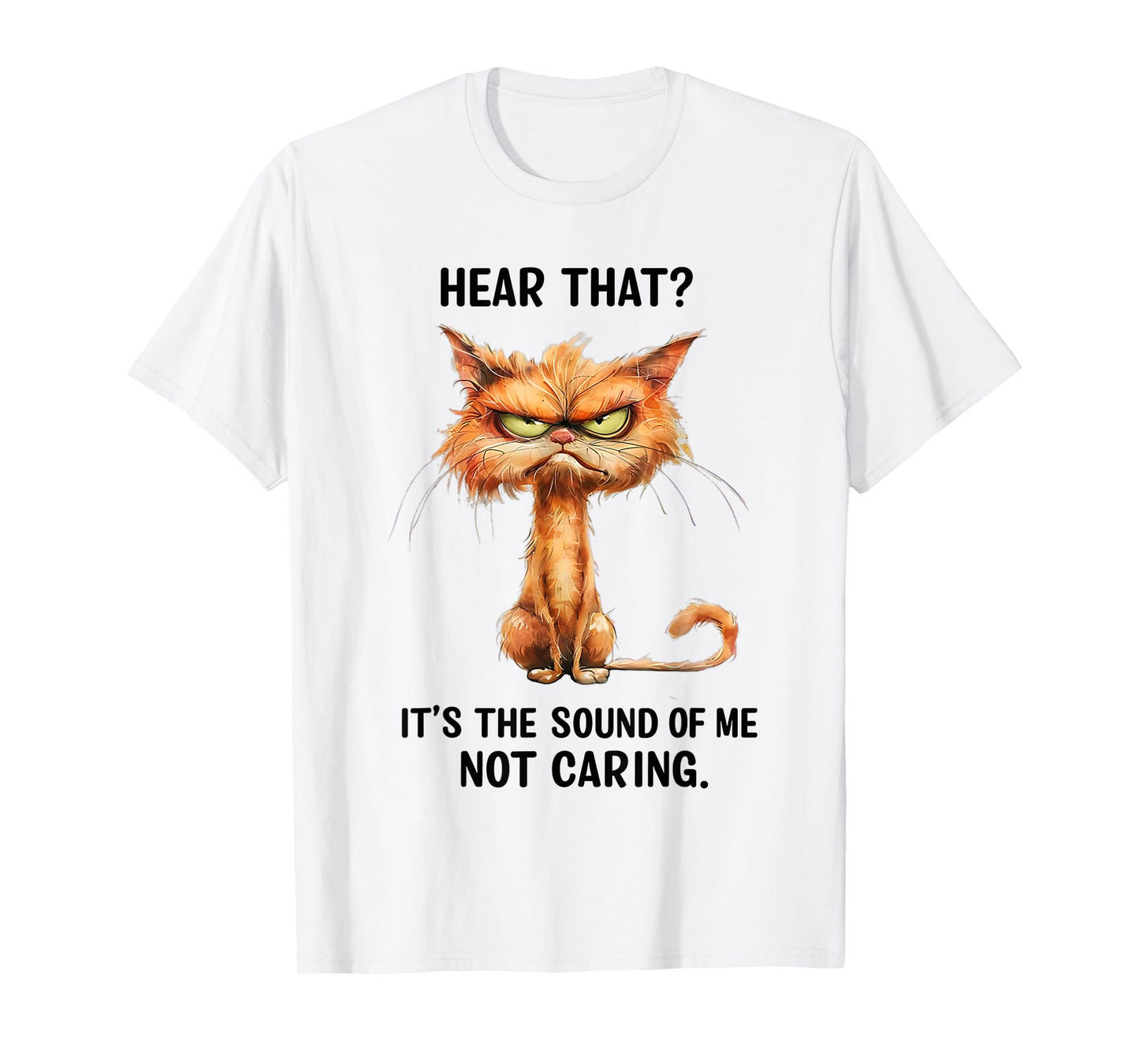 Angry Cat Funny Sarcastic Humor I Don't Care Funny Quote T-Shirt