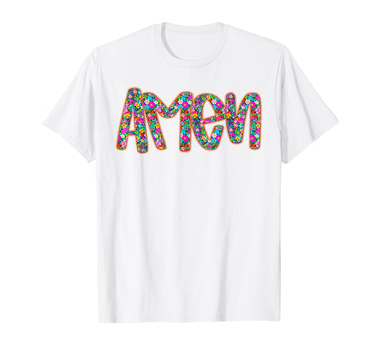 Retro Amen Floral Coquette Bow Jesus Girl Women Happy Easter T-Shirt