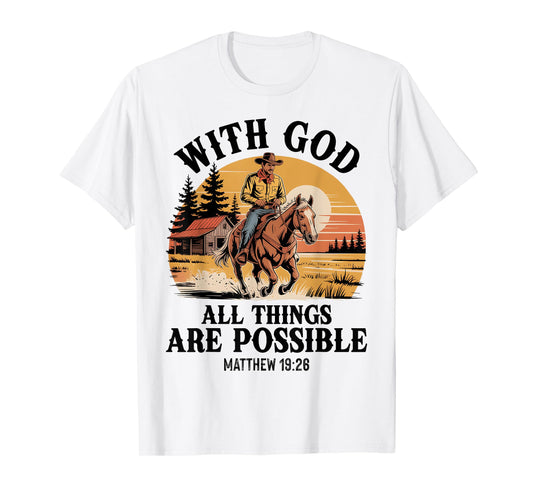 Vintage Cowboy Christian Bible Verse Western Jesus Faith T-Shirt