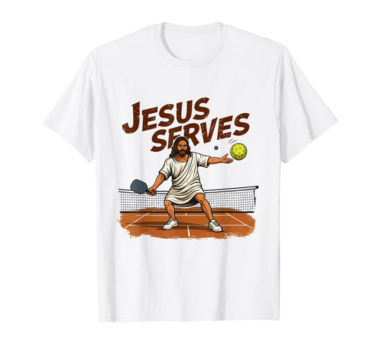Jesus Serves Pickleball Savior Sport Christian Men Women T-Shirt