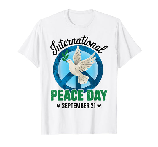 Groovy International Peace Day World Day of Peace Peace Bird T-Shirt