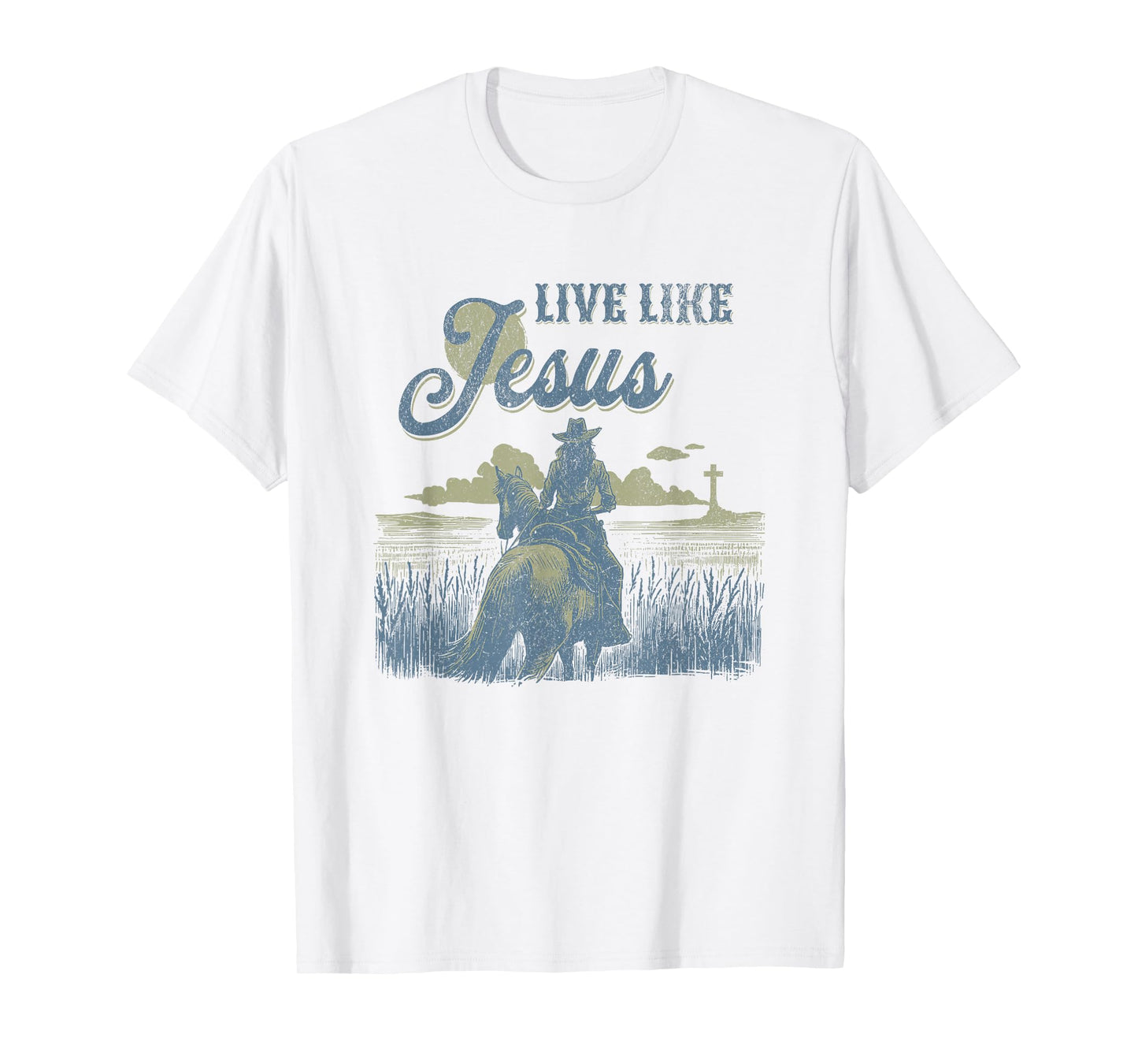 Cute Christian Cowgirl Live Like Jesus Western Faith Boho T-Shirt