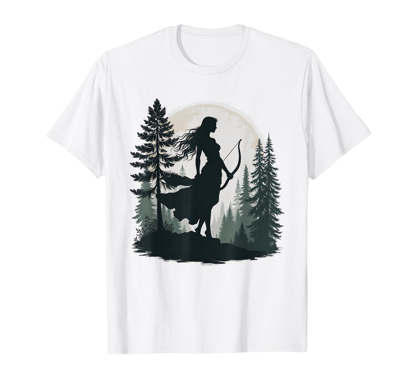 Agema Apparel Greek Goddess Artemis T-Shirt, Women's Unisex Adults, Short Sleeve, White, Small, Artemis Graphic Tee, Greek Mythology Gift