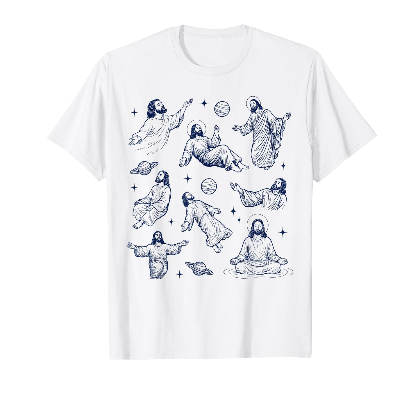 Floating Jesus Space Funny Faith Christian Jesus Galaxy T-Shirt