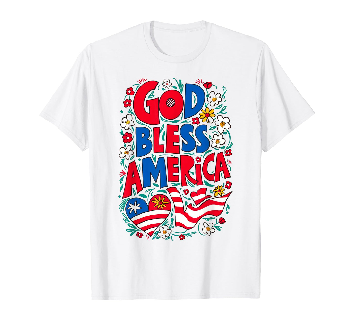 God Bless America Patriotic USA Flag Christian 4th of July T-Shirt