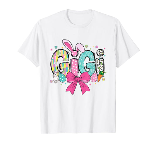 Coquette Easter Gigi Bunny Ears Playful Easter Day T-Shirt