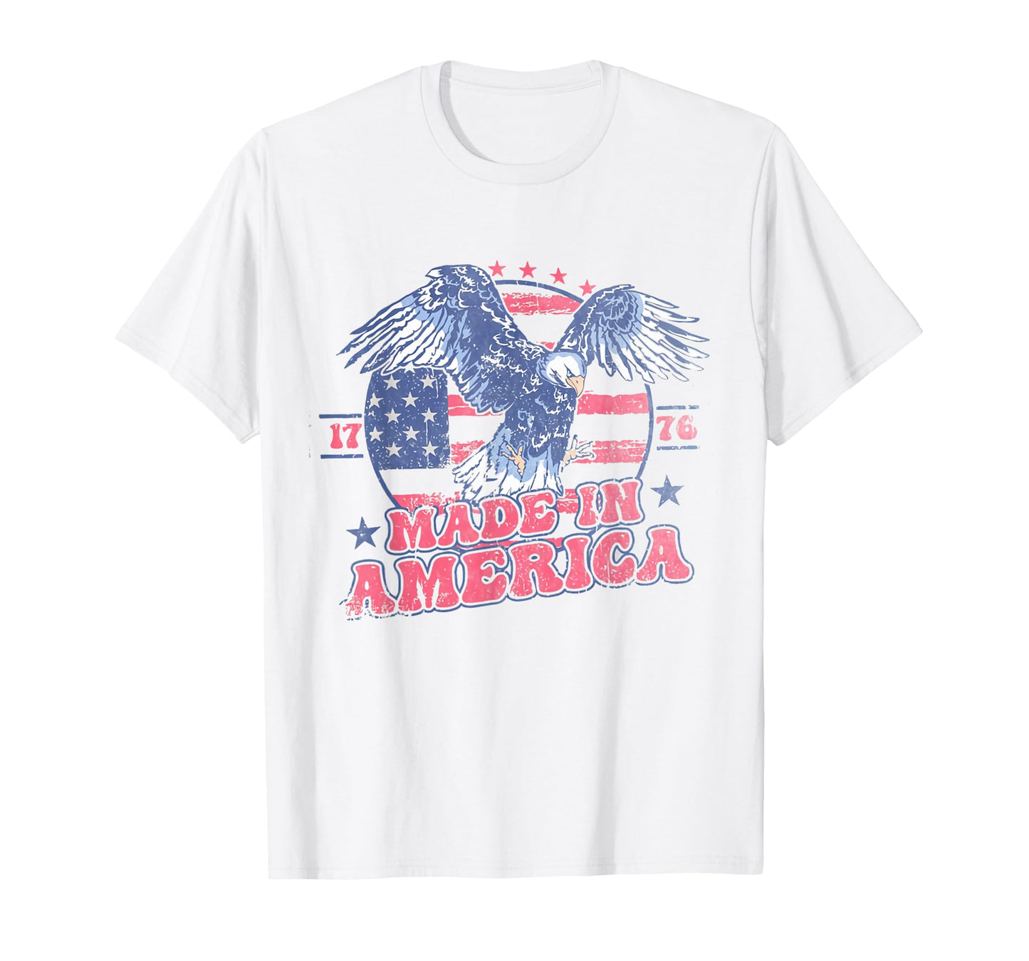 Women Retro Made In America 4th Of July Eagle Patriotic T-Shirt