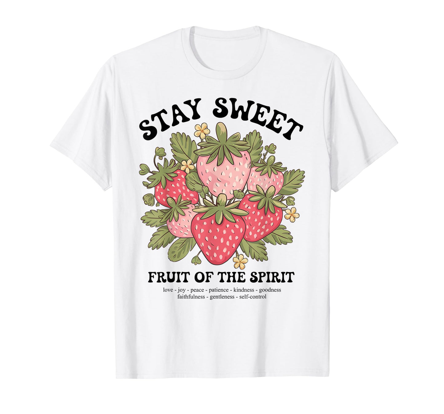 Fruit of Spirit Strawberry Boho Trendy Christian Church Crew T-Shirt