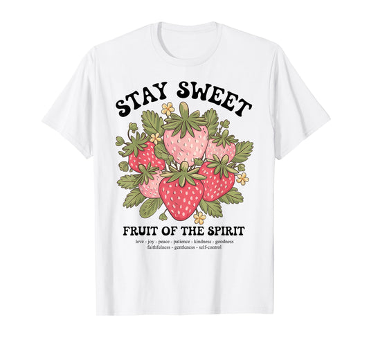 Fruit of Spirit Strawberry Boho Trendy Christian Church Crew T-Shirt