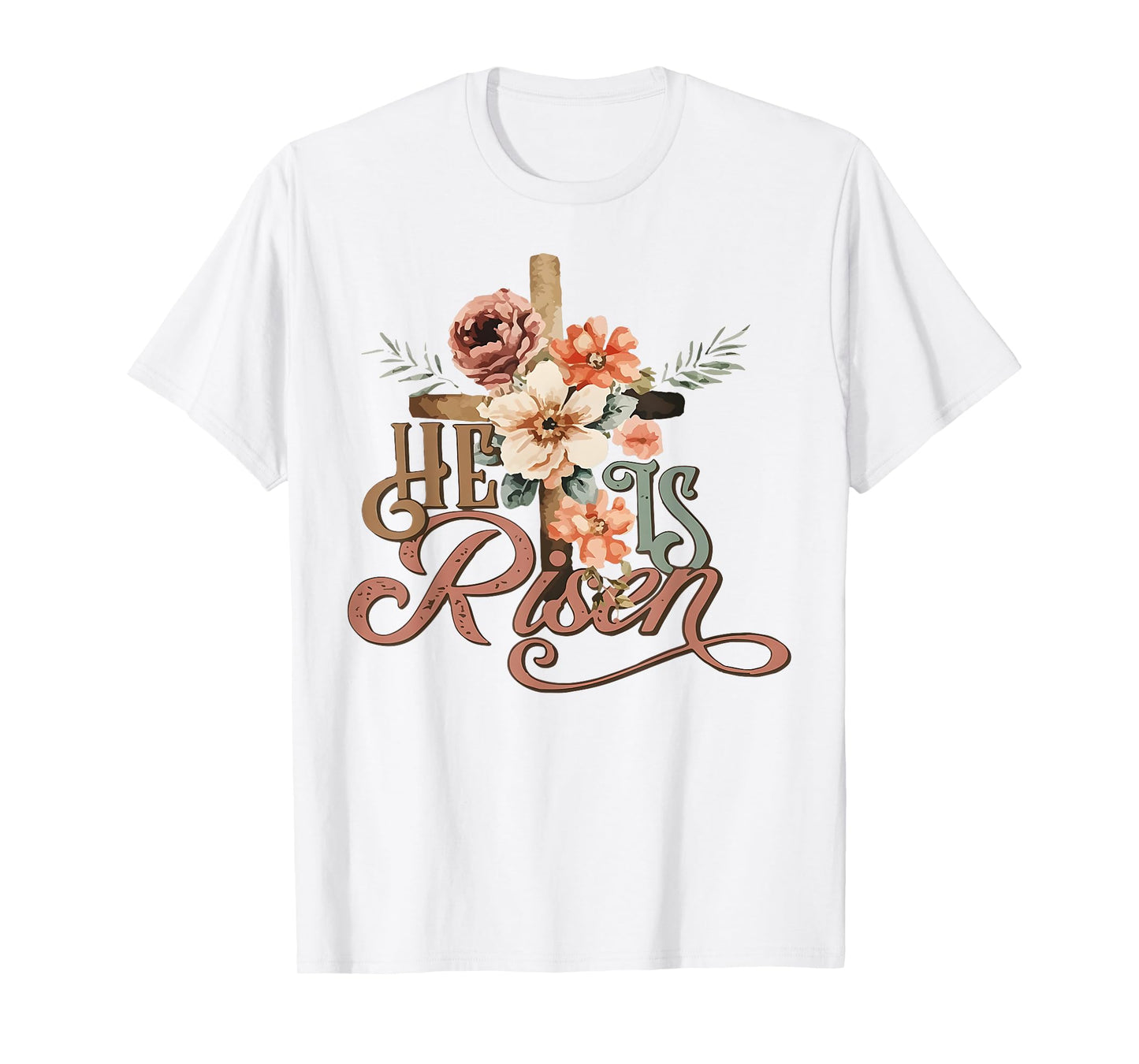 Retro Groovy He Is Risen Floral Jesus Easter Day Christians T-Shirt