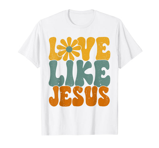 Christian Retro Love Like Jesus Religious Faith God 70s T-Shirt