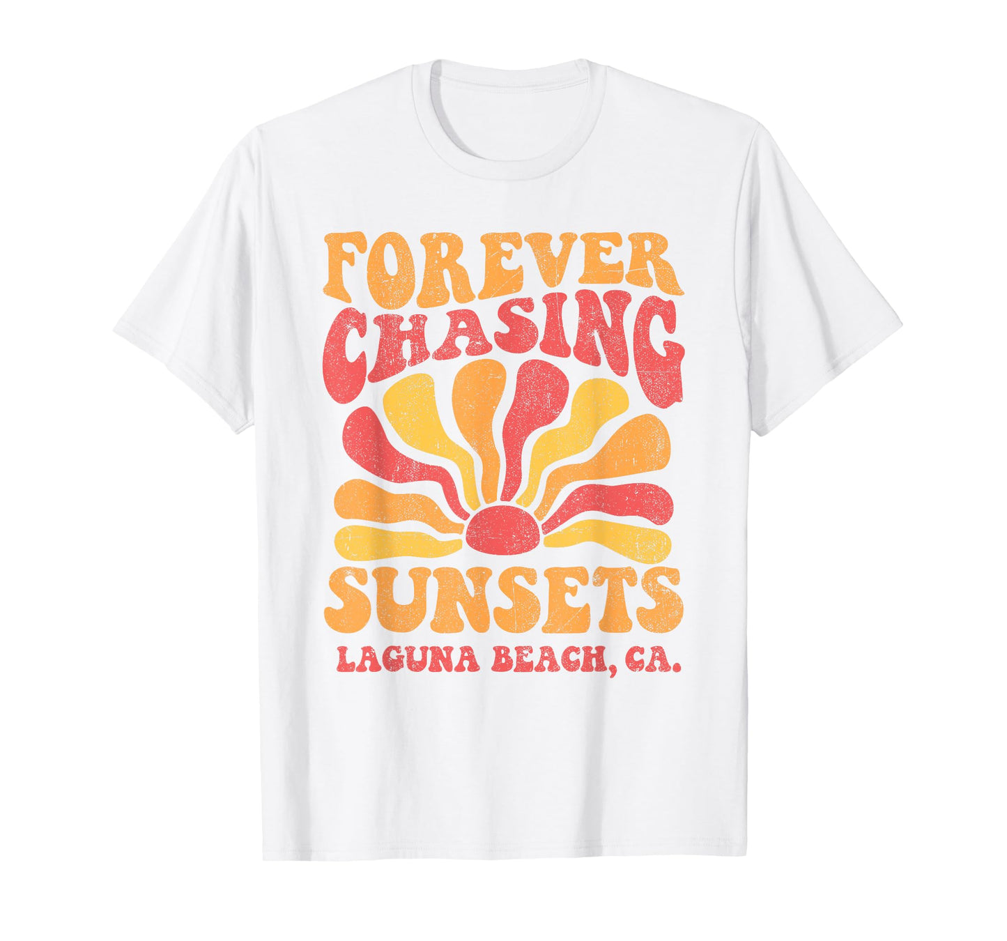Forever Chasing Sunsets Laguna Beach California 70s Retro T-Shirt