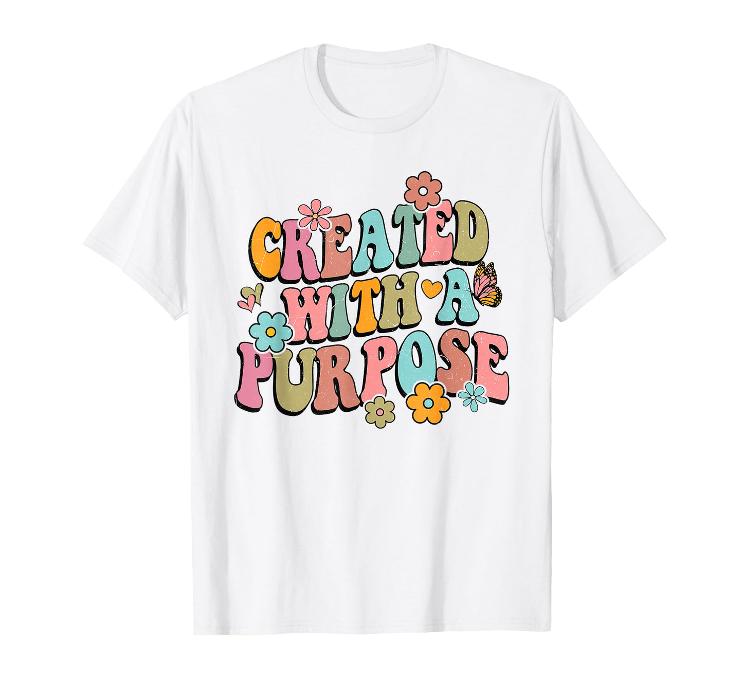 Retro Boho Created With a Purpose Religious Bible Christian T-Shirt