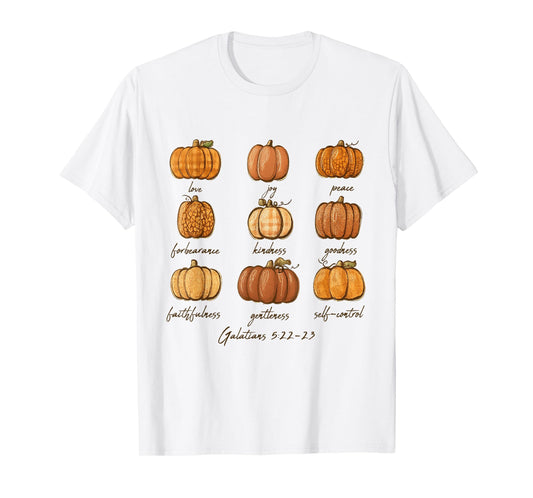 Galatians 5.22-23 Christian Pumpkin Halloween Bible Verse T-Shirt