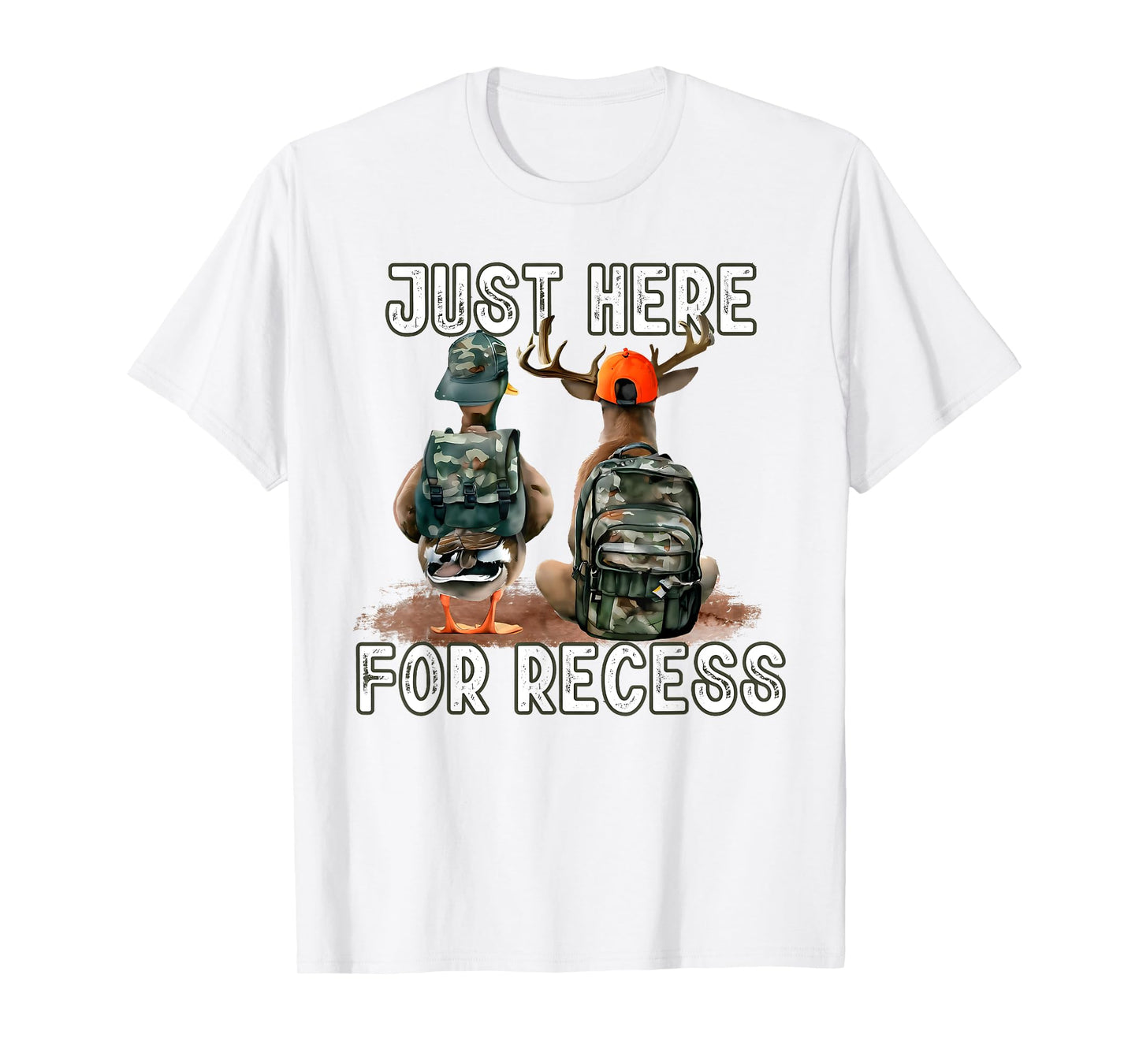 Just Here for Recess Back to School Deer Hunting Duck Funny T-Shirt