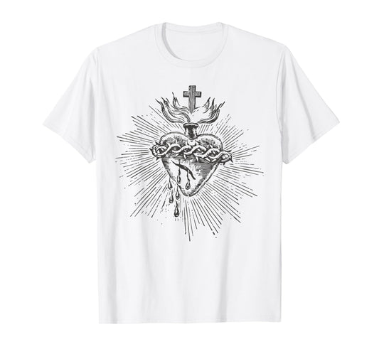 Devotion to the Sacred Heart of Jesus Vintage Catholic Art T-Shirt