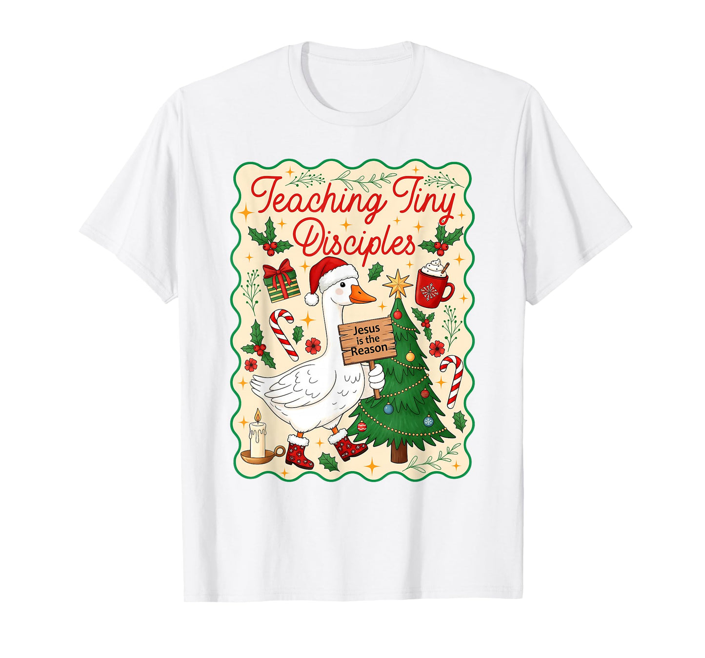 Teaching Tiny Disciples Christian Bible Teacher Goose Xmas T-Shirt