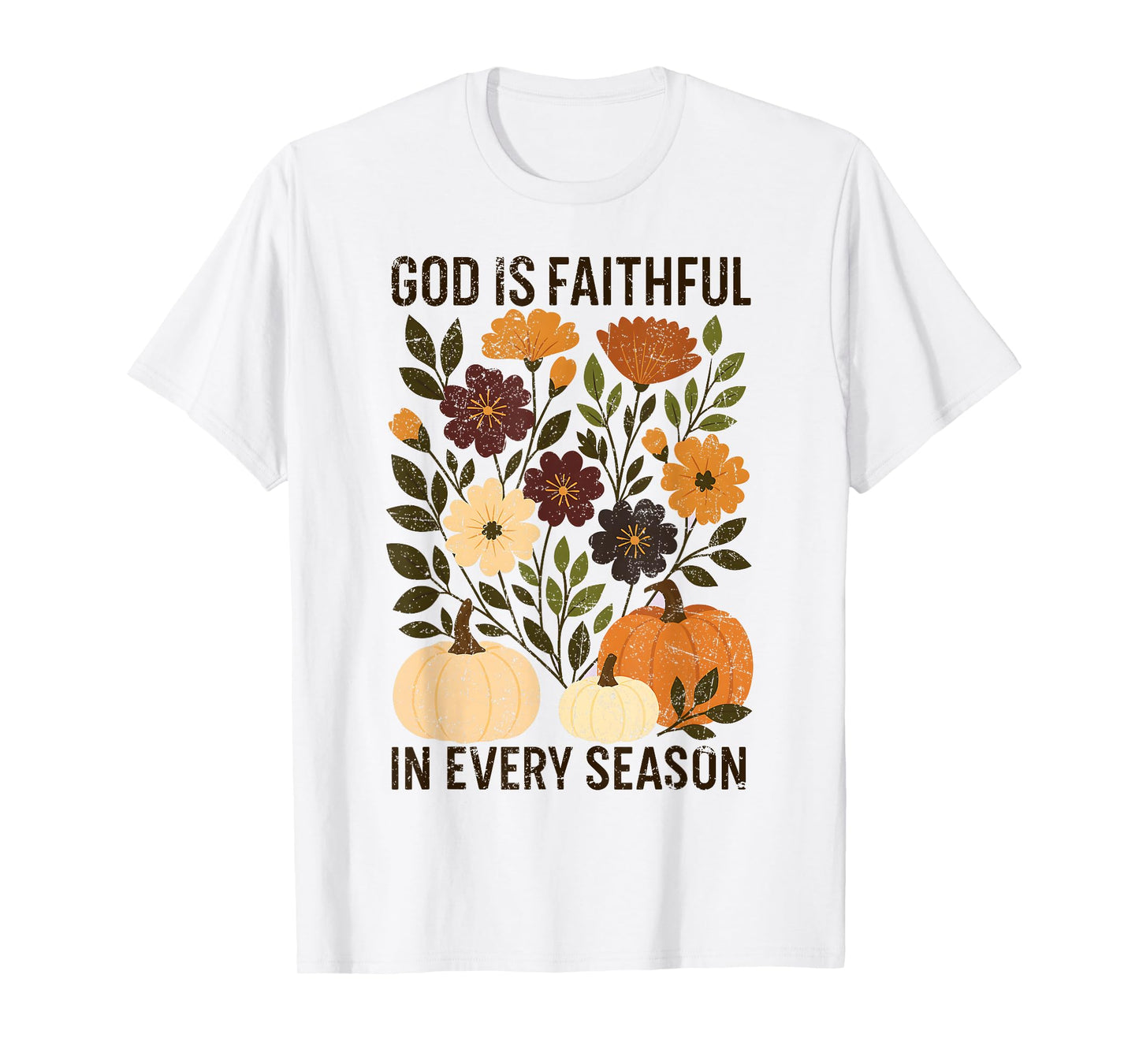 God is Faithful in Every Season, Boho Christian Pumpkin Fall T-Shirt