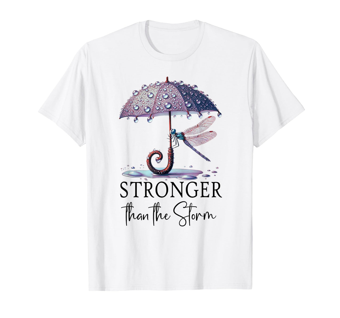 Stronger Than the Storm Psalm 93 Christian Purple Dragonfly T-Shirt