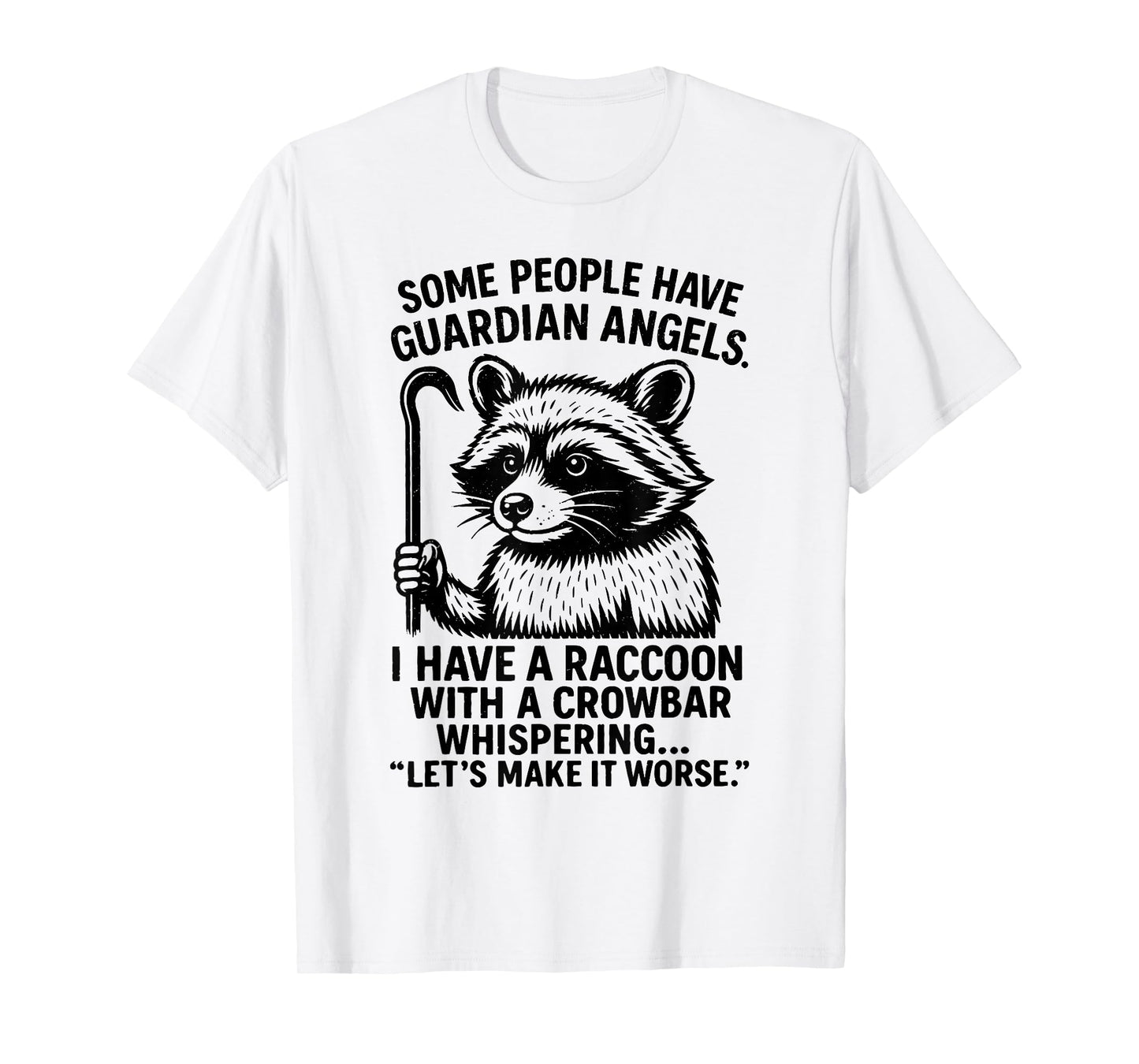 Funny Retro Raccoon Crowbar Meme Guardian Angel Parody T-Shirt