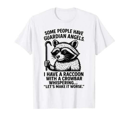Funny Retro Raccoon Crowbar Meme Guardian Angel Parody T-Shirt
