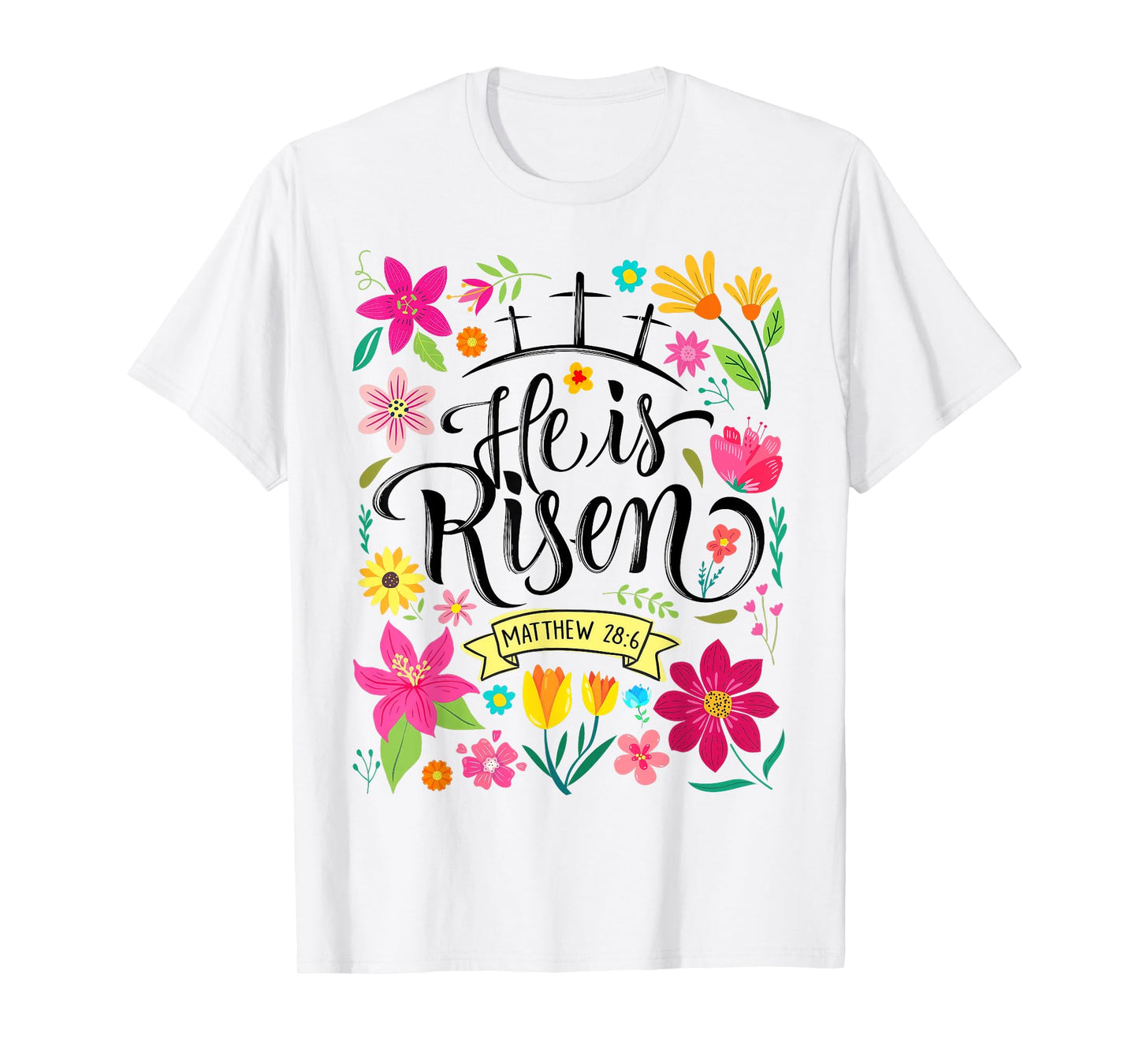He Is Risen Mattew 28:6 Boho Floral Christian Easter T-Shirt