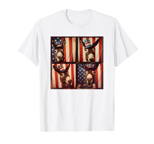 Donkey Farmer American Flag Patriotic 4th Of July Donkey Women Kids Men T-Shirt