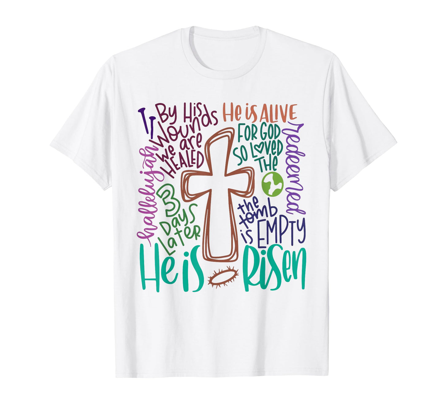 Easter Cross He Is Risen Jesus Christian Men Women Kid Youth T-Shirt