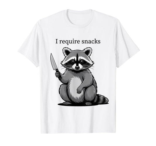 Funny Raccoon Cute Animal Humor I Require Snacks T-Shirt