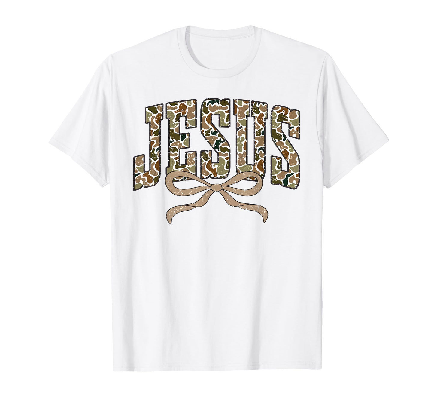 Retro Camo Jesus Coquette Camouflage Christian Bible Verses T-Shirt
