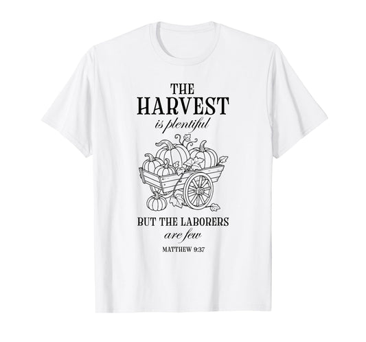 Christian Harvest Matthew 9:37 Pumpkin Autumn Faith Fall T-Shirt