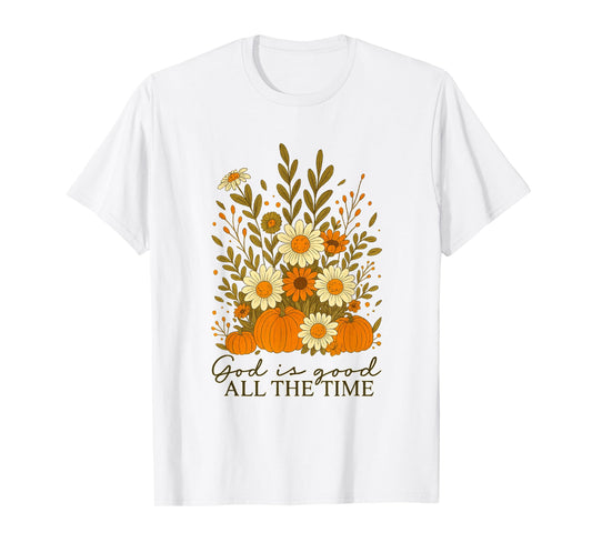 God is Good All The Time Fall Christian Autumn Pumpkin Boho T-Shirt