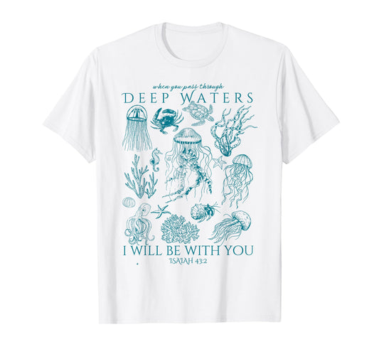 Christian Ocean Animal Coastal Sea Life Jesus Bible Verse T-Shirt