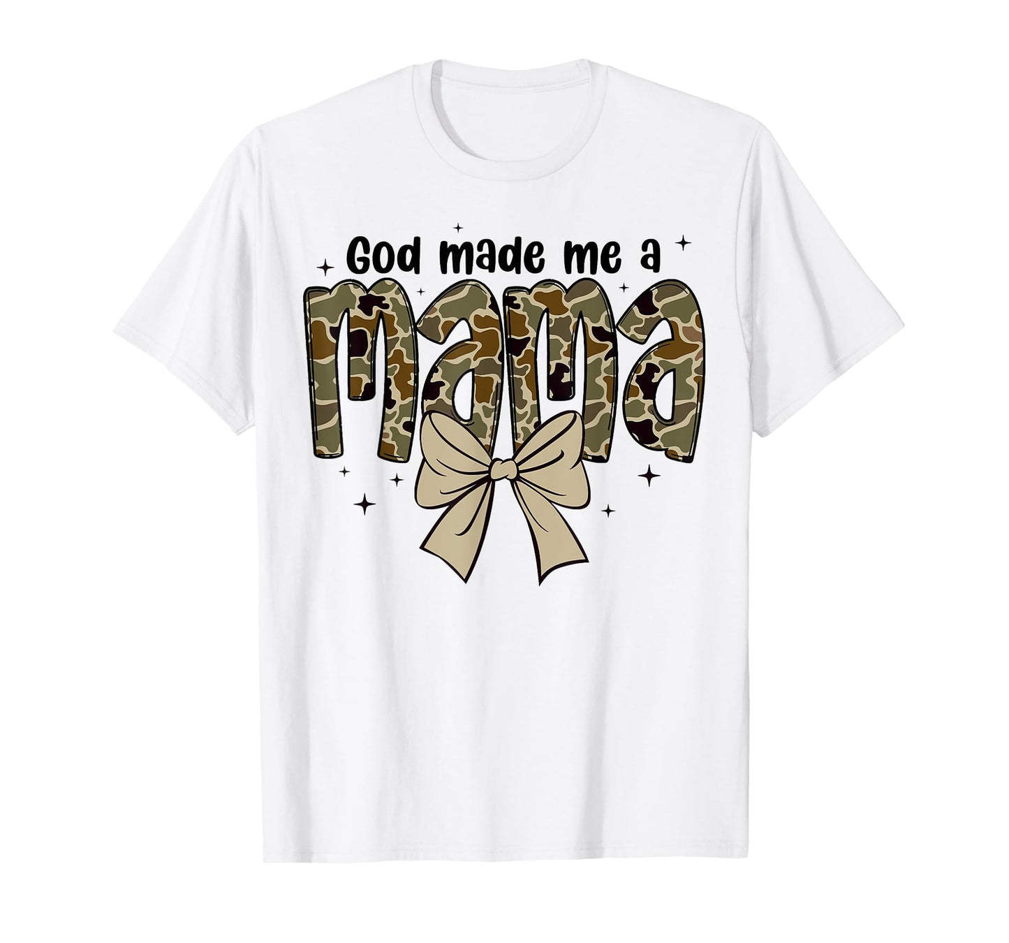 God made me a mama Mother Coquette Duck Camo Bow Retro T-Shirt
