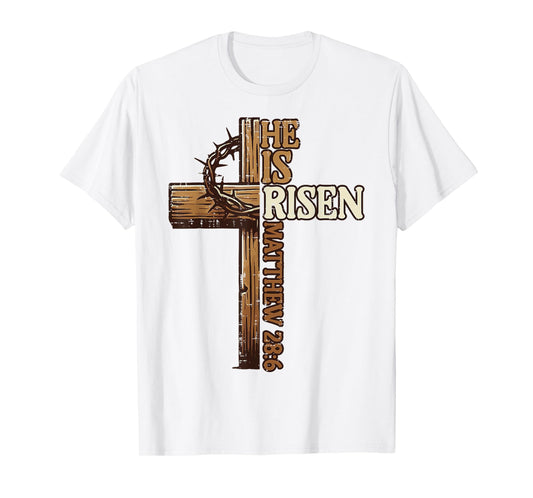 Easter Cross He Is Risen Jesus Christian Men Women Kid Youth T-Shirt