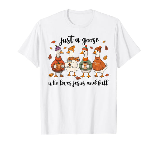 Funny Goose Who Loves Jesus and Fall Christian Autumn T-Shirt