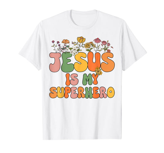 Girls Jesus is My Superhero Christian Sister God Toddler Kid T-Shirt