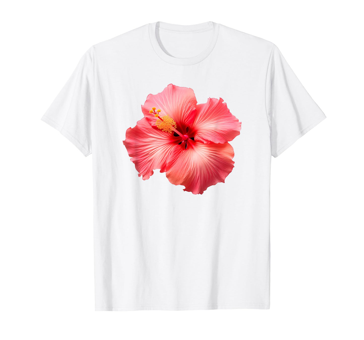 Flirty Pink Hibiscus Flower Vintage Hawaiian T-Shirt